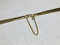 Vintage NOS (New Old Stock) Ladies "C Ring" Gold Tone Stainless Watch Band w/Safety Chain