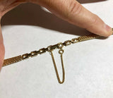 Vintage NOS (New Old Stock) Ladies "C Ring" Gold Tone Stainless Watch Band w/Safety Chain