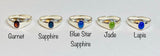 Sterling Silver and 7 x 5mm Gemstone Solitaire Men's Ring (Aquamarine, Garnet, Sapphire, Jade or Lapis)