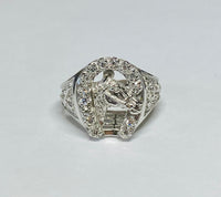 Sterling Silver and Genuine 0.28 Carat TW Diamond Horseshoe Western Ring