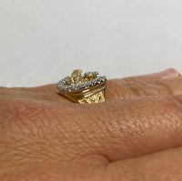 10 Karat Yellow Gold & Genuine 0.28 Carat TW Diamond Horseshoe w/Horse Western Ring