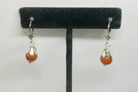 Sterling Silver 8mm Goldstone Venturina Beads Shell Design Leverback Earrings