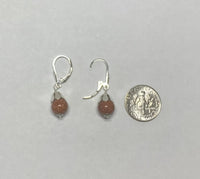 Sterling Silver 8mm Goldstone Venturina Beads Shell Design Leverback Earrings