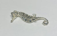 Sterling Silver Seahorse Pendant with Genuine Diamond Eye