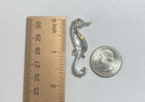 Sterling Silver Seahorse Pendant with Genuine Diamond Eye