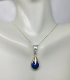 Sterling Silver and Swarovski 10mm Simulated Dark Lapis Beads Pendant, Earrings or Set