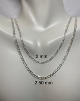 Sterling Silver Figaro Chain (2mm or 2.50mm in different lengths)