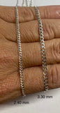 Sterling Silver Curb Link Chain (2.40mm or 3.30mm in different lengths)