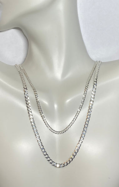 Sterling Silver Curb Link Chain (2.40mm or 3.30mm in different lengths)