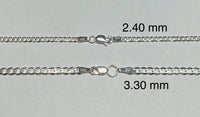 Sterling Silver Curb Link Chain (2.40mm or 3.30mm in different lengths)