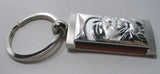 Laminate Sterling Silver Virgin Mary and Baby Jesus Key Ring