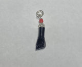 Sterling Silver 925 Genuine Azabache Jet & Coral Bead Mano Figa Charm (0.95" Total Length)