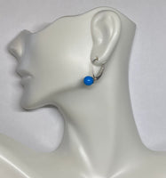 Sterling Silver 6mm Dyed Turquoise Beads Lever Back Earrings