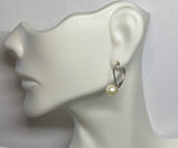 Sterling Silver Genuine 7mm Freshwater Pearls Lever Back Earrings