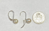 Sterling Silver Genuine 7mm Freshwater Pearls Lever Back Earrings