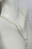 14 Karat Yellow Gold and Genuine 3.5mm Freshwater Pearls Add-A-Charm Curb Link Necklace