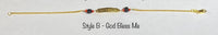 10 Karat Yellow Gold Dios Me Bendiga or God Bless Me Genuine Azabache Jet-Coral Curb Link 6 1/2" Kids Bracelet