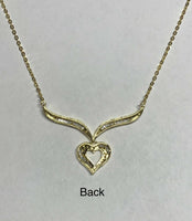 Sterling Silver 18K Gold-Plated CZ Baguette & Round CZ 18" Heart Necklace