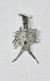 Sterling Silver and Genuine Ruby 3-dimensional Lobster Slide Pendant