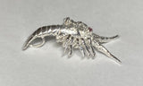 Sterling Silver and Genuine Ruby 3-dimensional Lobster Slide Pendant