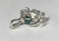 Sterling Silver and Genuine 6mm Malachite Crab Pendant with Textured Finish