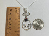 Sterling Silver Spiral with Genuine 6mm Azabache Jet and Coral Pendant or Earrings (also sold as a set)