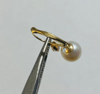 14 Karat Yellow Gold Genuine 7mm Freshwater Pearl and 0.10 carat TW Diamond Lever Back Earrings