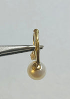 14 Karat Yellow Gold Genuine 7mm Freshwater Pearl and 0.10 carat TW Diamond Lever Back Earrings