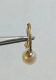 14 Karat Yellow Gold Genuine 7mm Freshwater Pearl and 0.10 carat TW Diamond Lever Back Earrings