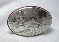 Laminate Sterling Silver Christmas Nativity Scene Decorative Ornament