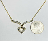 Sterling Silver 18K Gold-Plated CZ Baguette & Round CZ 18" Heart Necklace