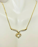 Sterling Silver 18K Gold-Plated CZ Baguette & Round CZ 18" Heart Necklace