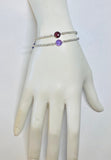 Sterling Silver Diamond-cut Bead and Genuine Round Briolette-cut 8mm Amethyst or Garnet 7.25" Bracelet