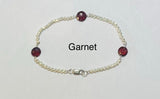 Sterling Silver Diamond-cut Bead and Genuine Round Briolette-cut 8mm Amethyst or Garnet 7.25" Bracelet