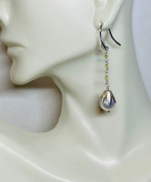 Sterling Silver Genuine 10mm Freshwater Pearls and Gemstones Dangle Earrings