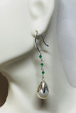 Sterling Silver Genuine 10mm Freshwater Pearls and Gemstones Dangle Earrings