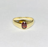 14 Karat Yellow Gold and 7 x 5mm Genuine Gemstone Solitaire Men's Ring (Aquamarine, Garnet, Sapphire, London Blue Topaz)