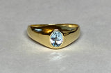 14 Karat Yellow Gold and 7 x 5mm Genuine Gemstone Solitaire Men's Ring (Aquamarine, Garnet, Sapphire, London Blue Topaz)