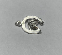 Sterling Silver Polished Horseshoe with Horse Head Charm Pendant