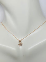 14 Karat Rose Gold Genuine 0.16 Carat TW Diamond Cluster Pendant with 18" Chain