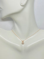 14 Karat Rose Gold Genuine 0.16 Carat TW Diamond Cluster Pendant with 18" Chain