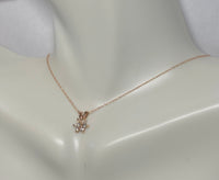 14 Karat Rose Gold Genuine 0.16 Carat TW Diamond Cluster Pendant with 18" Chain