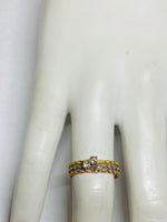 14 Karat Gold (Yellow-White-Rose) .06 Carat Genuine Diamond Rope Design Solitaire Ring