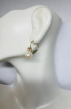 14 Karat Yellow Gold Genuine 7mm Freshwater Pearl and 0.10 carat TW Diamond Lever Back Earrings