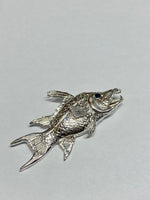 Sterling Silver and Genuine 0.02 carat Diamond or Sapphire Hog Snapper Fish Pendant