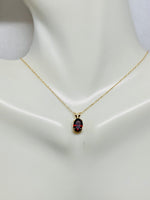 14 Karat Yellow Gold and Genuine 7 x 5mm Oval Garnet (1 carat) Pendant with or w/o Chain