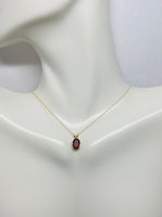 14 Karat Yellow Gold and Genuine 7 x 5mm Oval Garnet (1 carat) Pendant with or w/o Chain