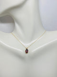 14 Karat Yellow Gold and Genuine 7 x 5mm Oval Garnet (1 carat) Pendant with or w/o Chain