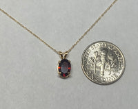 14 Karat Yellow Gold and Genuine 7 x 5mm Oval Garnet (1 carat) Pendant with or w/o Chain