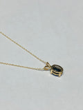 14 Karat Yellow Gold and Genuine 7 x 5mm Oval Dark Sapphire (0.80 ct) Pendant with or w/o Chain